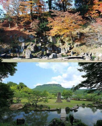 旧久留島氏庭園（森町の庭園とテーブルマウンテン）　藩主御殿庭園