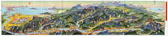 「天下無二耶馬全渓の交通図絵」