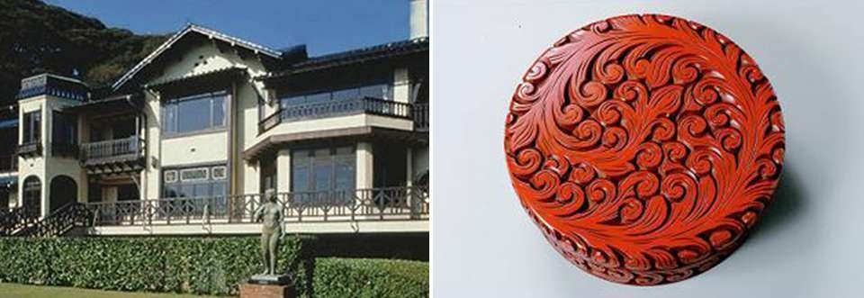 左：鎌倉文学館（旧前田家別邸）/右：鎌倉彫