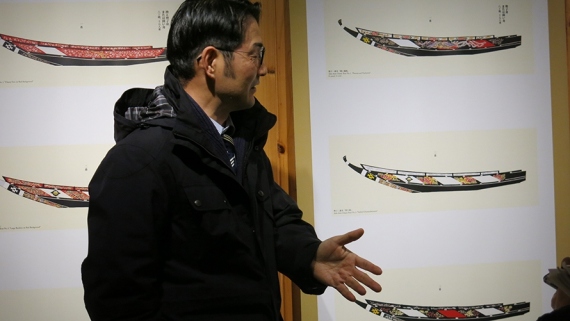 櫻井さんと捕鯨船の模型