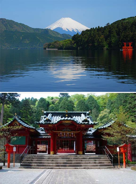 芦ノ湖と箱根神社 